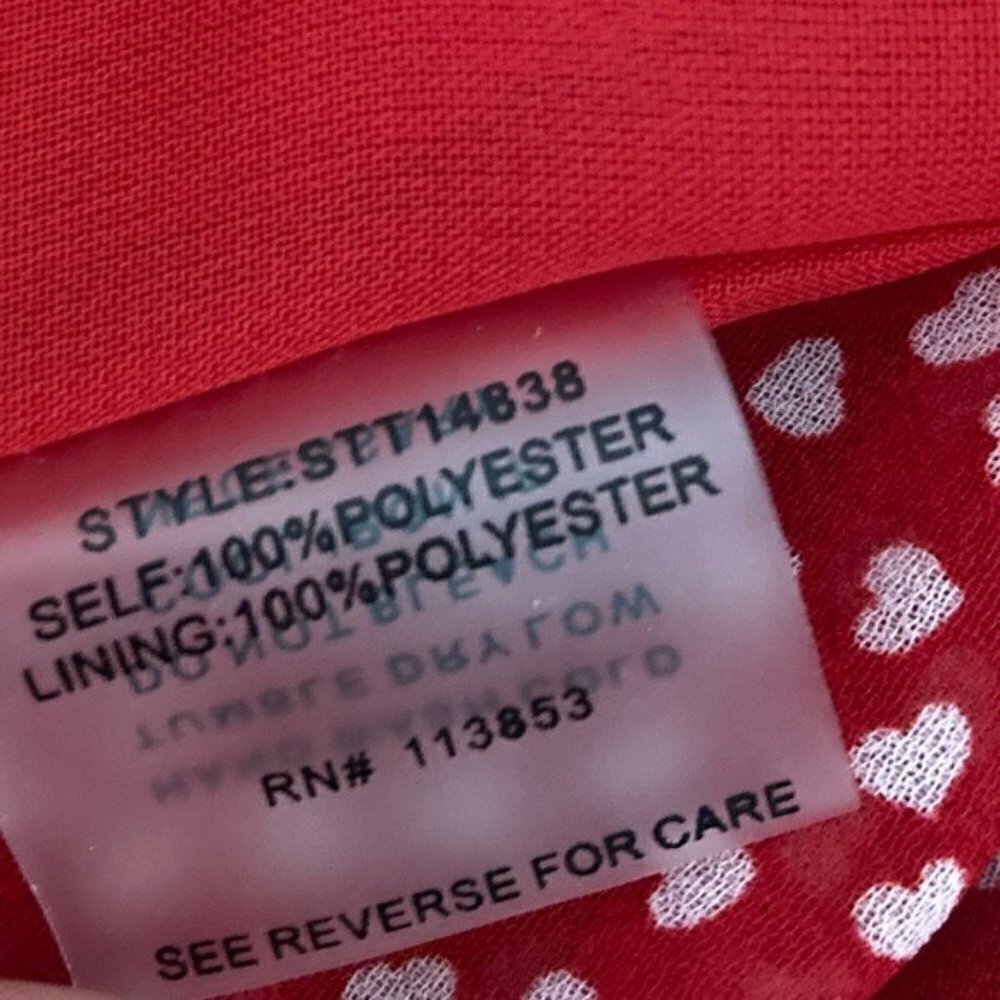 Sugarlips Red Heart Print Short Flutter Sleeve Bl… - image 7